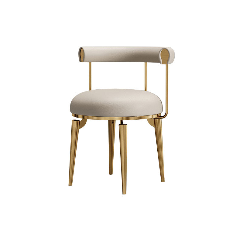 Upholstered Arm Chair Glam Style Open Back Dining Chairs with Metal Legs
