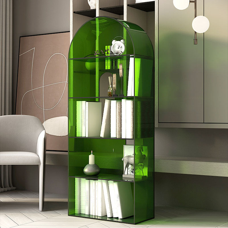 Contemporary Open Back Bookshelf Acrylic Shelf Bookcase with Shelves