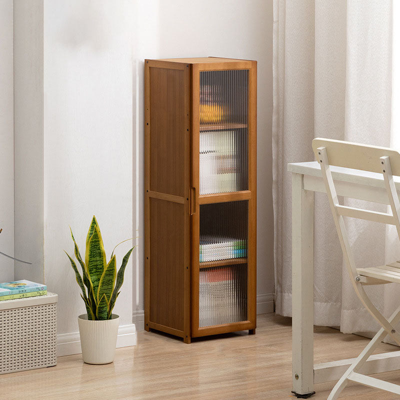 Contemporary Closed Back Bamboo Bookshelf Acrylic Bookcase with Cabinets