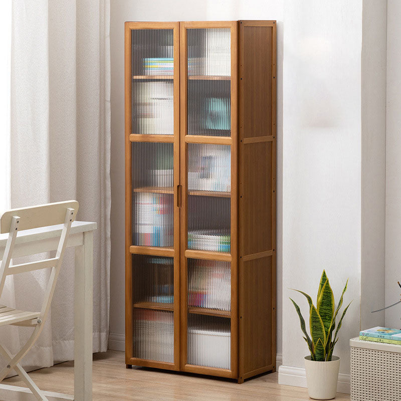 Contemporary Closed Back Bamboo Bookshelf Acrylic Bookcase with Cabinets