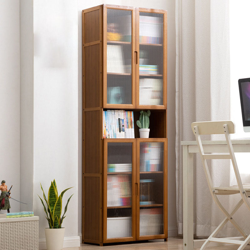 Contemporary Closed Back Bamboo Bookshelf Acrylic Bookcase with Cabinets