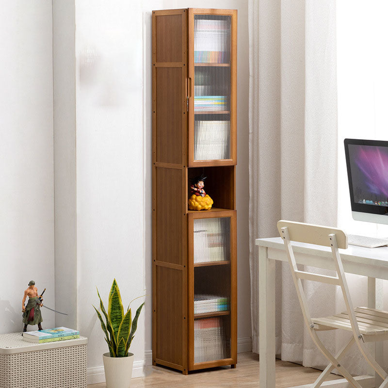 Contemporary Closed Back Bamboo Bookshelf Acrylic Bookcase with Cabinets