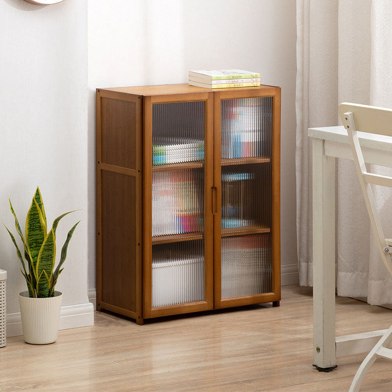 Contemporary Closed Back Bamboo Bookshelf Acrylic Bookcase with Cabinets