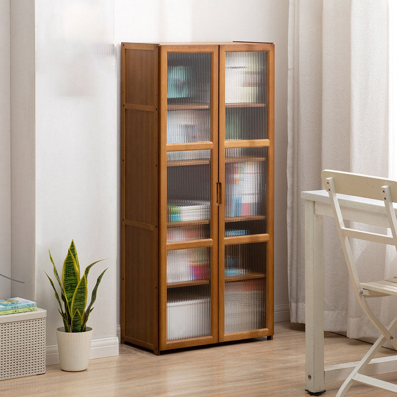 Contemporary Closed Back Bamboo Bookshelf Acrylic Bookcase with Cabinets