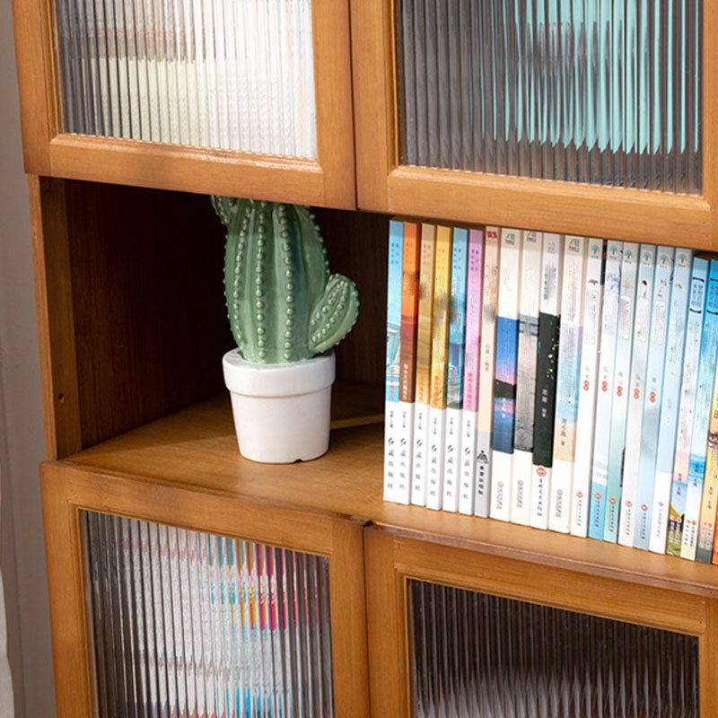 Contemporary Closed Back Bamboo Bookshelf Acrylic Bookcase with Cabinets