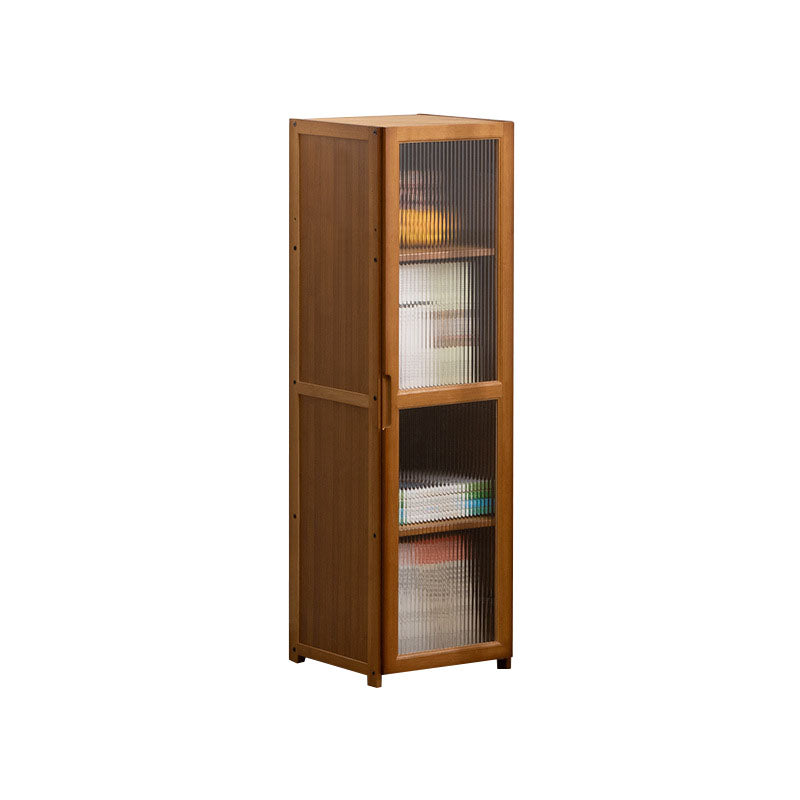 Contemporary Closed Back Bamboo Bookshelf Acrylic Bookcase with Cabinets