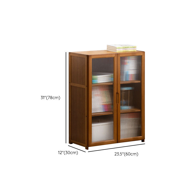 Contemporary Closed Back Bamboo Bookshelf Acrylic Bookcase with Cabinets