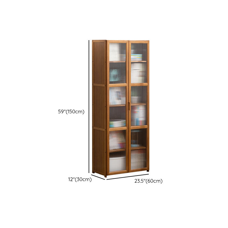 Contemporary Closed Back Bamboo Bookshelf Acrylic Bookcase with Cabinets