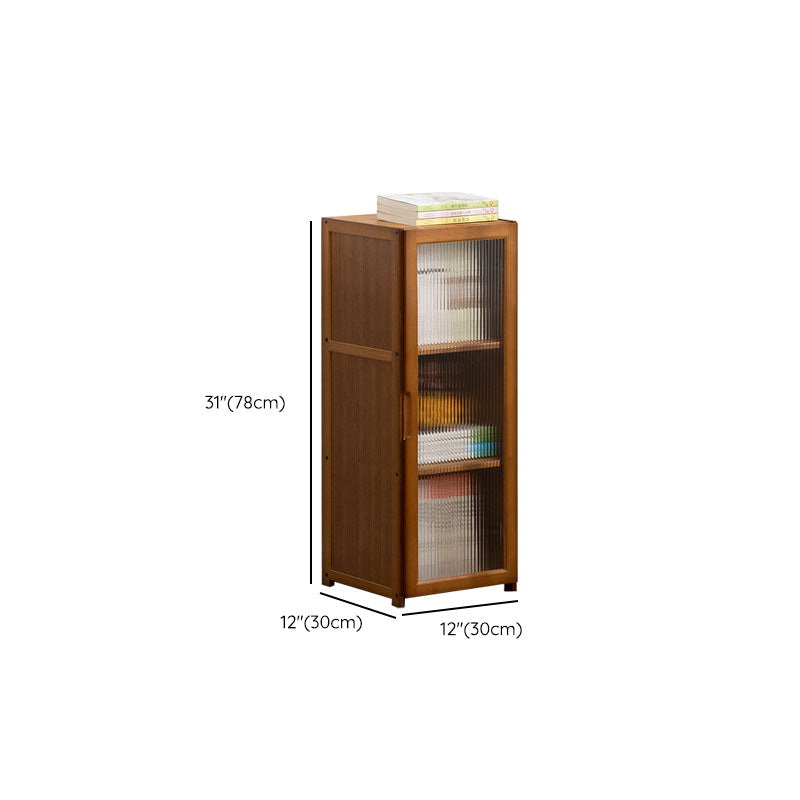 Contemporary Closed Back Bamboo Bookshelf Acrylic Bookcase with Cabinets
