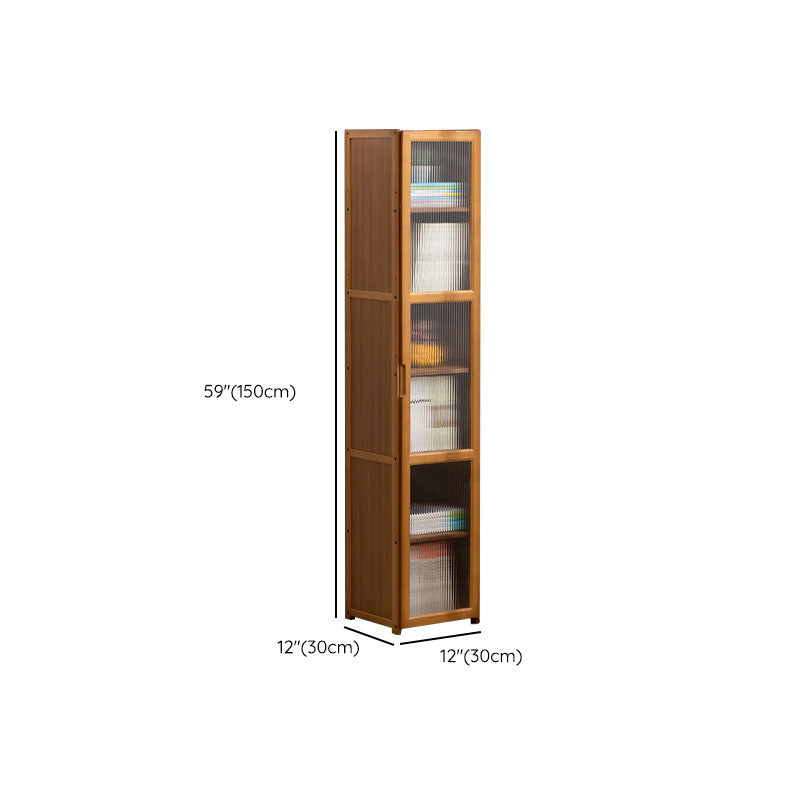 Contemporary Closed Back Bamboo Bookshelf Acrylic Bookcase with Cabinets