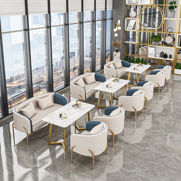 Glam Style Dinette Set 1/3/4/5 Pcs Round Stone Dinette Table with Dining Chair