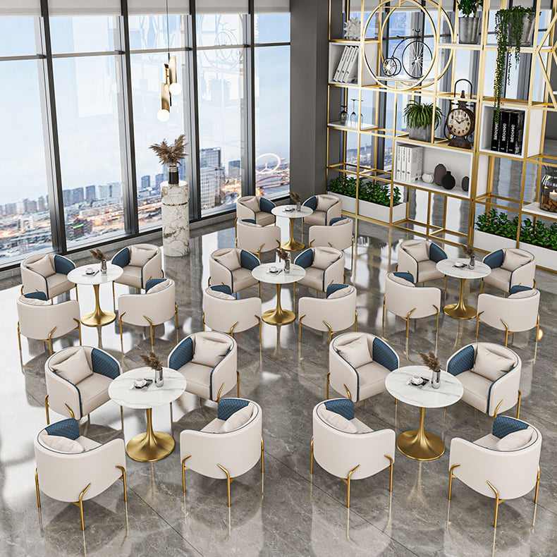 Glam Style Dinette Set 1/3/4/5 Pcs Round Stone Dinette Table with Dining Chair
