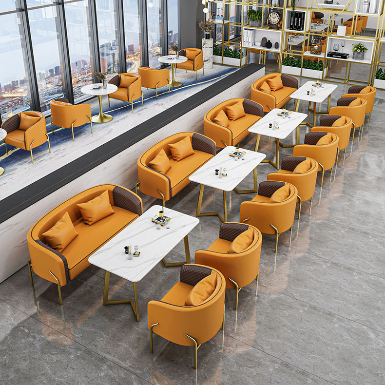 Glam Style Dinette Set 1/3/4/5 Pcs Round Stone Dinette Table with Dining Chair