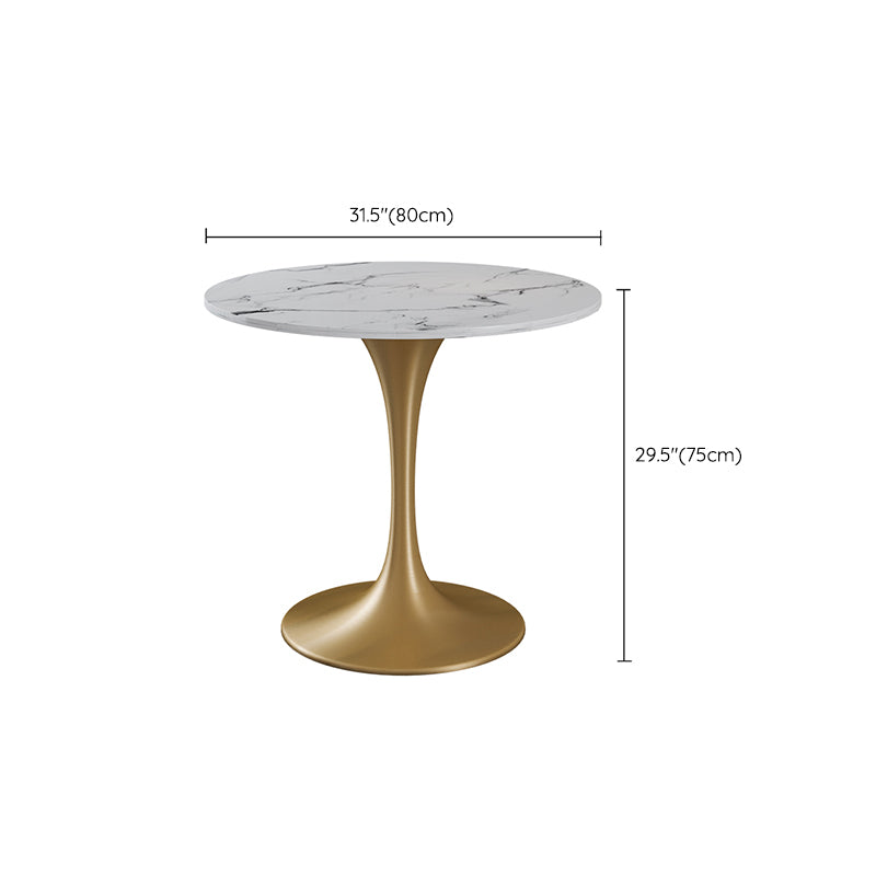 Glam Style Dinette Set 1/3/4/5 Pcs Round Stone Dinette Table with Dining Chair
