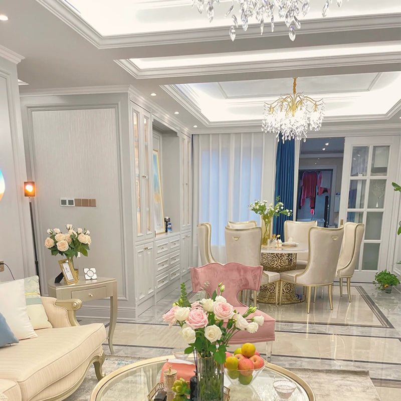 White and Gold Dinner Room Kitchen Table Traditional Luxury Dining Table