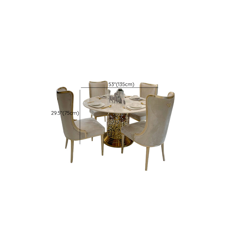 White and Gold Dinner Room Kitchen Table Traditional Luxury Dining Table