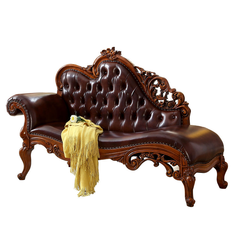Traditional Brown Birch Accent Chair One Armed Rolled Arms Chaise