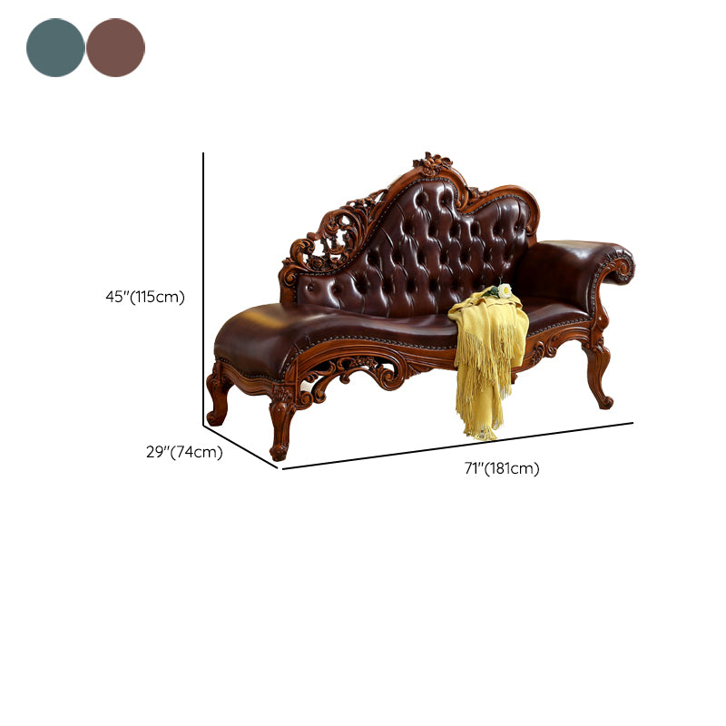 Traditional Brown Birch Accent Chair One Armed Rolled Arms Chaise