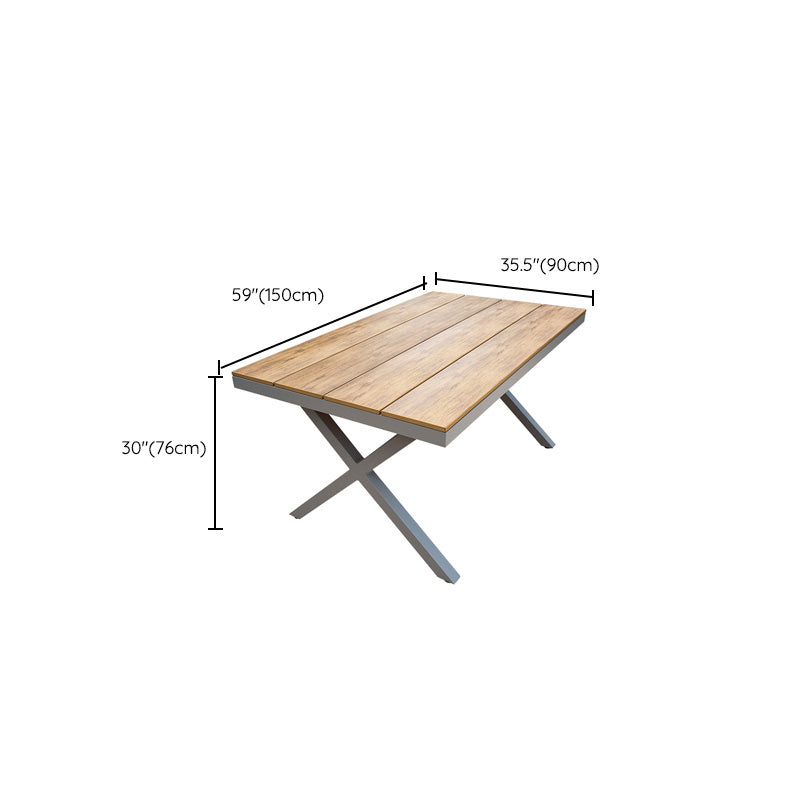 Contemporary Patio Table with Water Resistant Wooden Dining Table