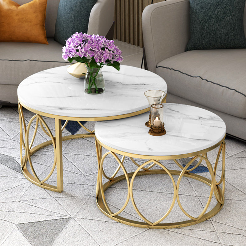 Slate White Coffee Table Frame 2 Piece Nesting Tables for Living Room