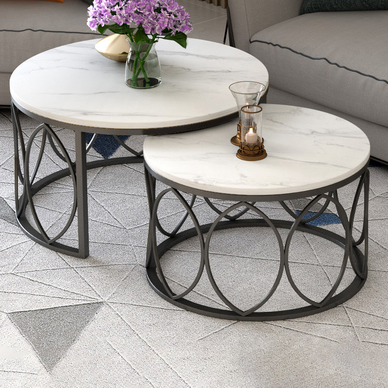 Slate White Coffee Table Frame 2 Piece Nesting Tables for Living Room