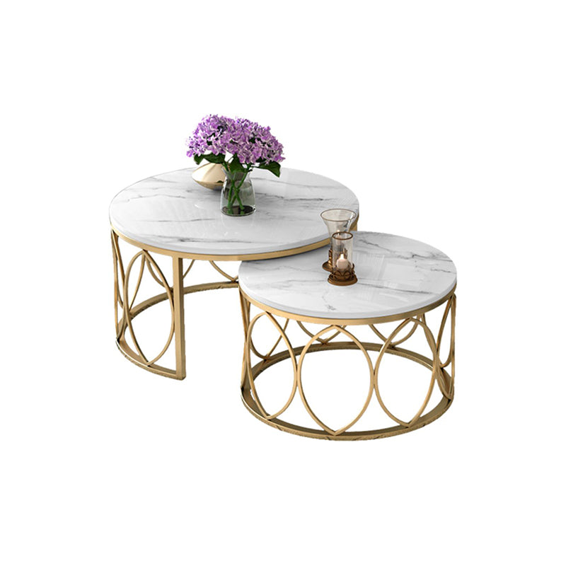 Slate White Coffee Table Frame 2 Piece Nesting Tables for Living Room