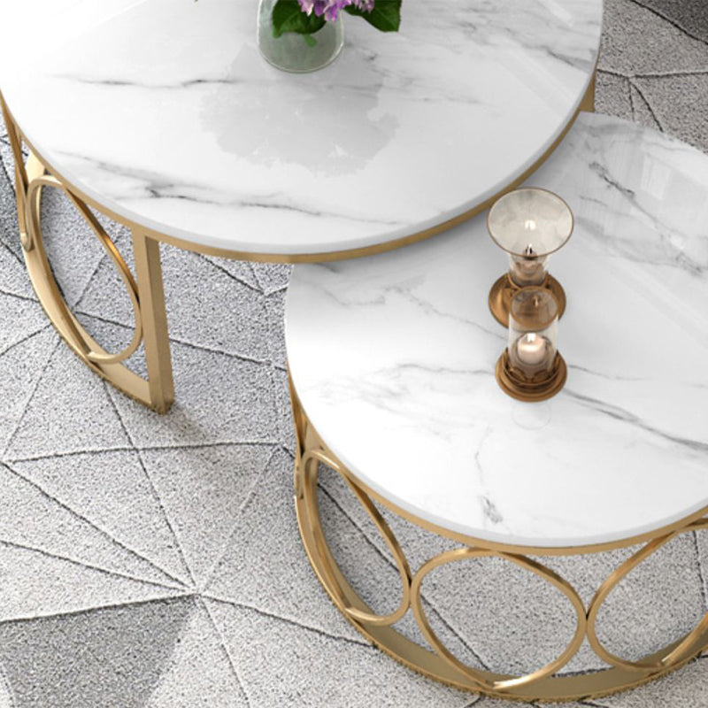 Slate White Coffee Table Frame 2 Piece Nesting Tables for Living Room