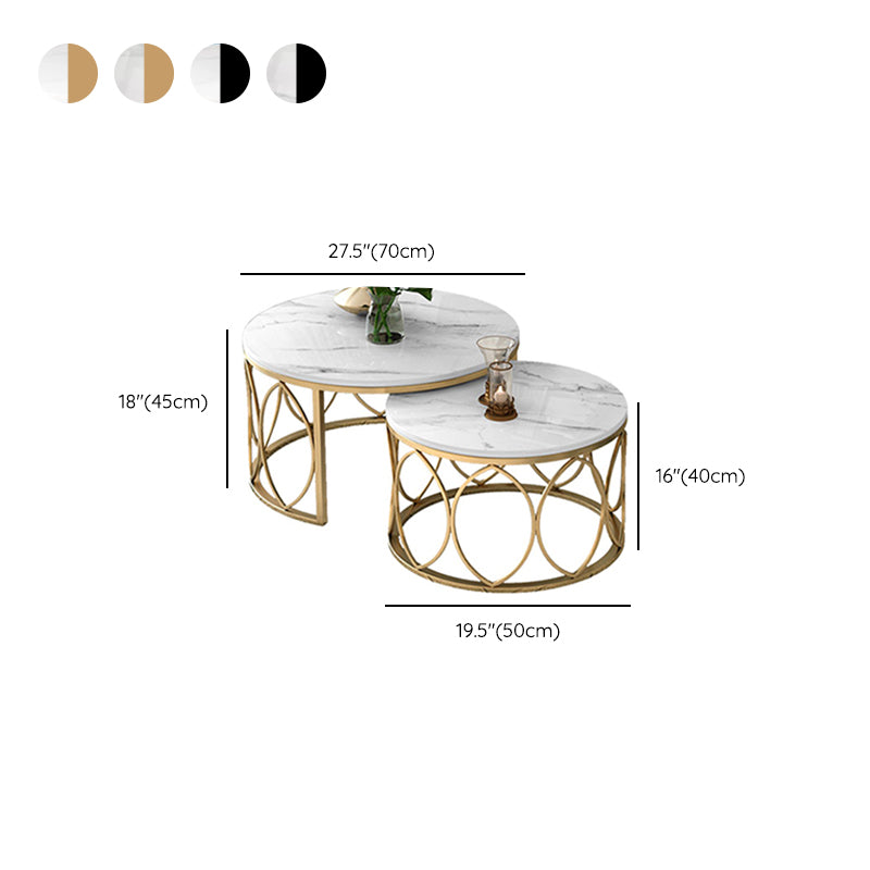 Slate White Coffee Table Frame 2 Piece Nesting Tables for Living Room