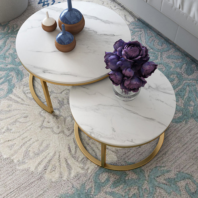 Slate Round Coffee Table Frame 2 Piece Nesting Tables for Living Room