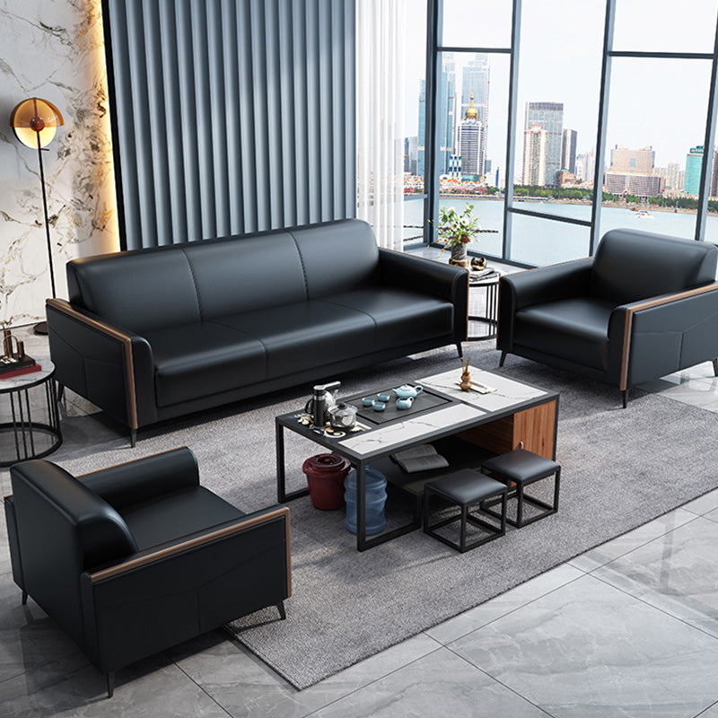 29" Wide Contemporary Sofa Black Stationary Seating for Living Room