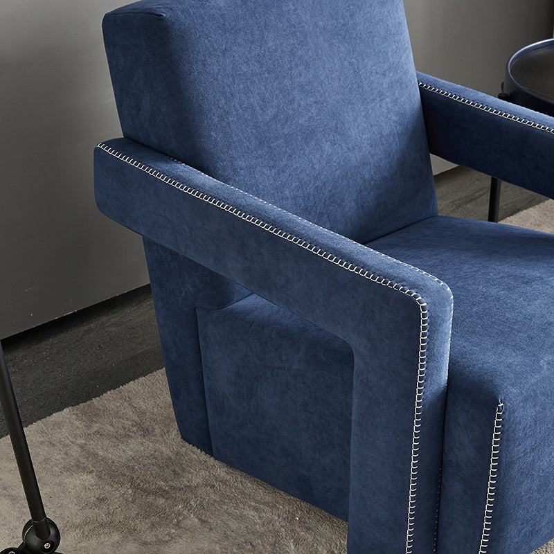 Glam Fabric Arms Included Square Arms Fixed Back Accent Room Chair