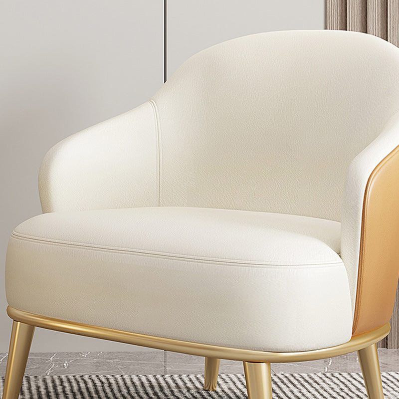 Glam Sewn Pillow Back 4 Legs Chair Upholstered Recessed Arms Chair