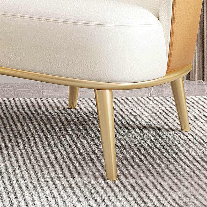 Glam Sewn Pillow Back 4 Legs Chair Upholstered Recessed Arms Chair