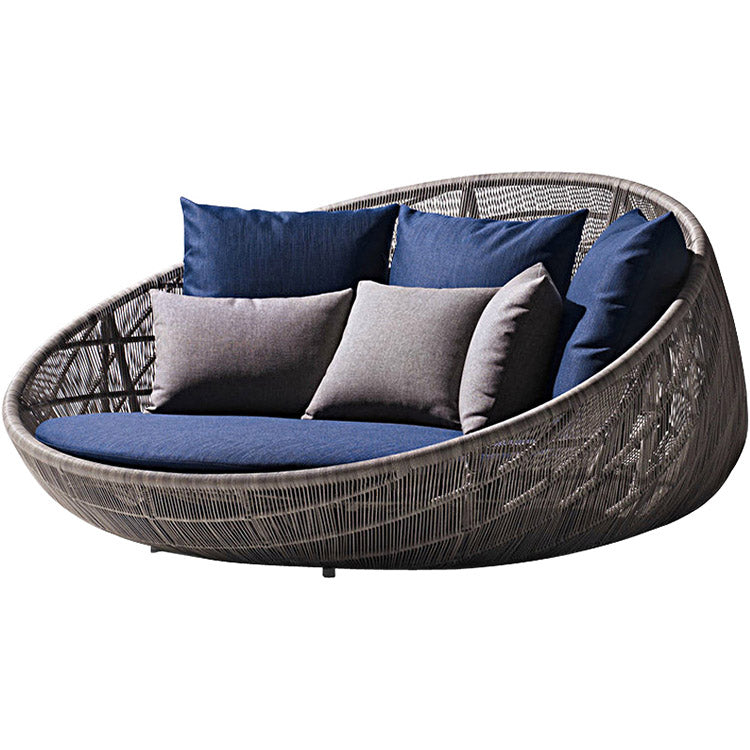 Tropical Patio Daybed Wicker/Rattan UV Resistant With Cushions Fabric