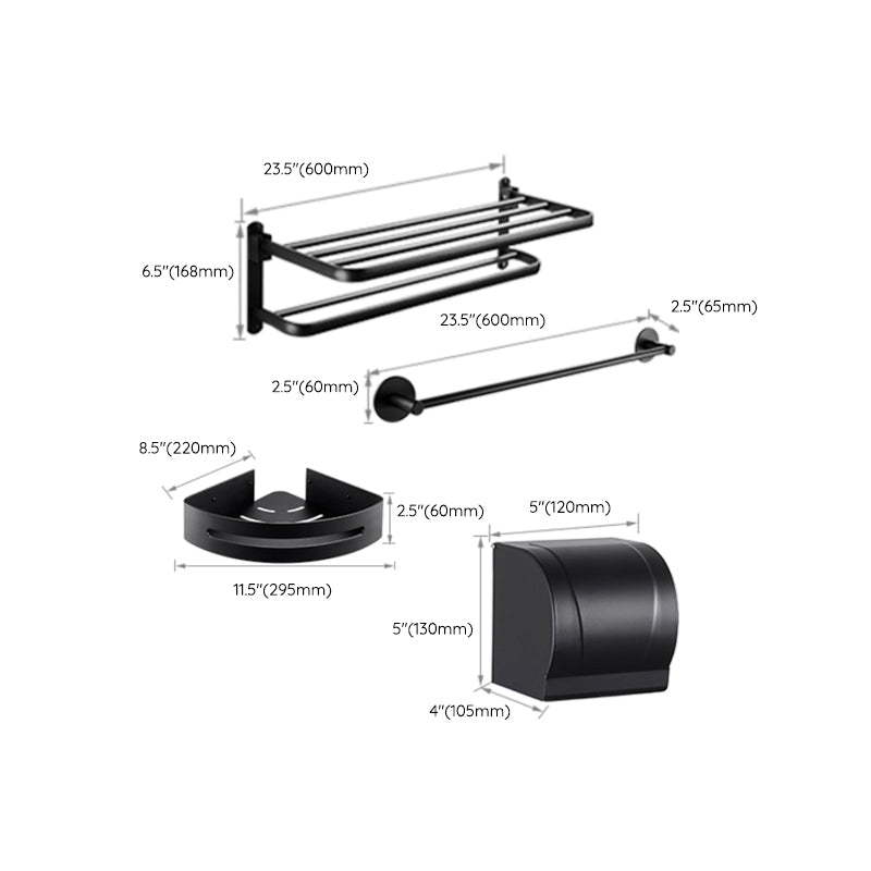 Modern Bathroom Hardware Set Matte Black Metal Bathroom Accessory Kit Anti-rust