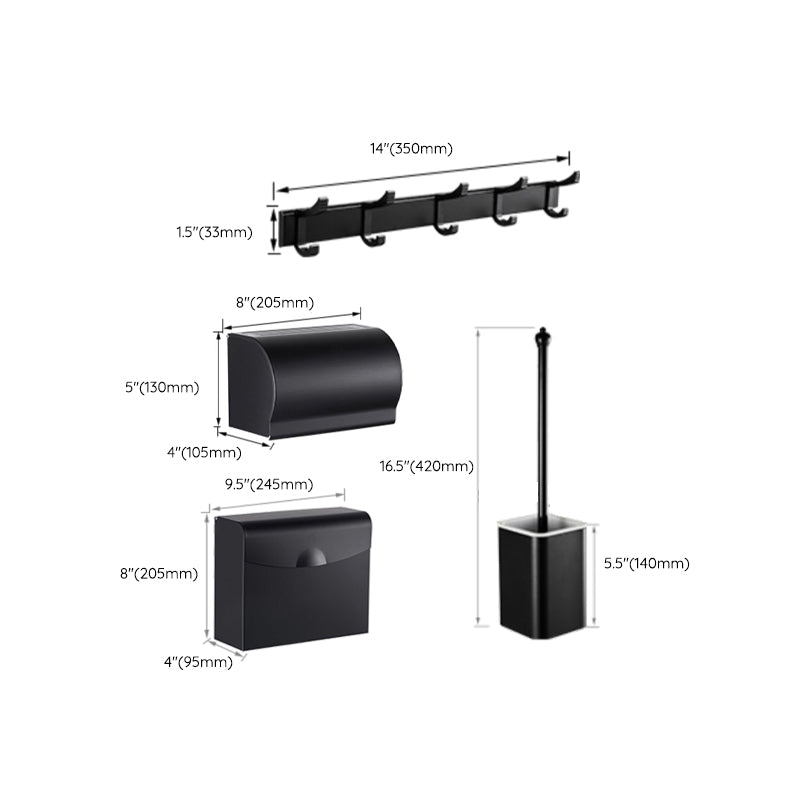 Modern Bathroom Hardware Set Matte Black Metal Bathroom Accessory Kit Anti-rust