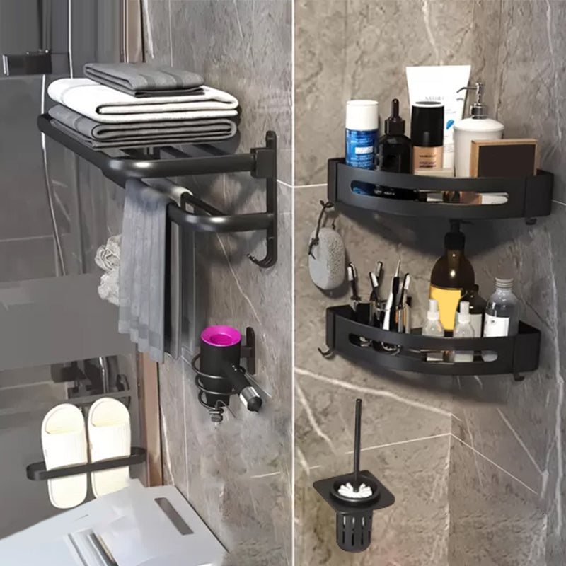 Modern Bathroom Hardware Set Matte Black Metal Bathroom Accessory Kit