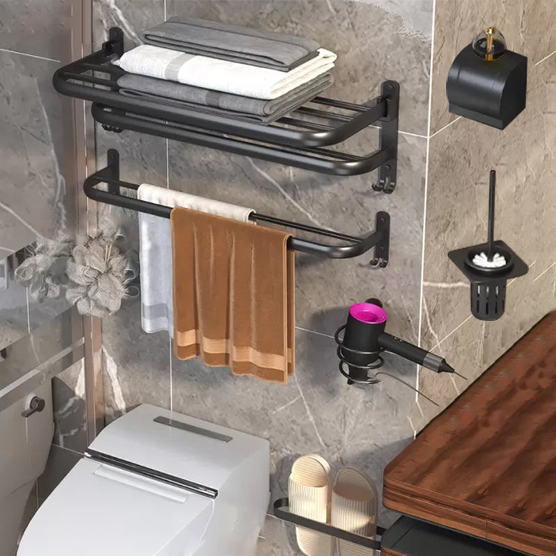 Modern Bathroom Hardware Set Matte Black Metal Bathroom Accessory Kit