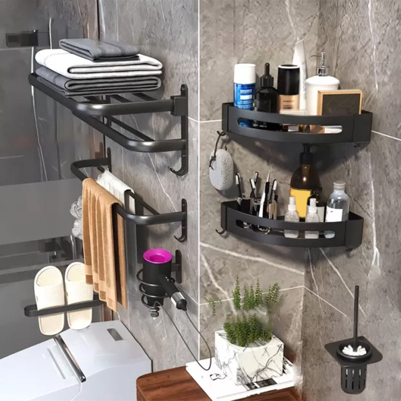 Modern Bathroom Hardware Set Matte Black Metal Bathroom Accessory Kit