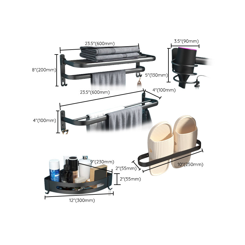 Modern Bathroom Hardware Set Matte Black Metal Bathroom Accessory Kit