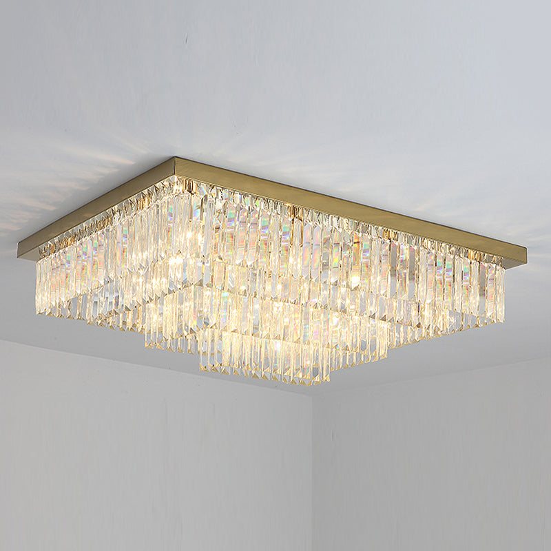 Geometric Flush Mount Fixture Modern Crystal Flush Light for Living Room