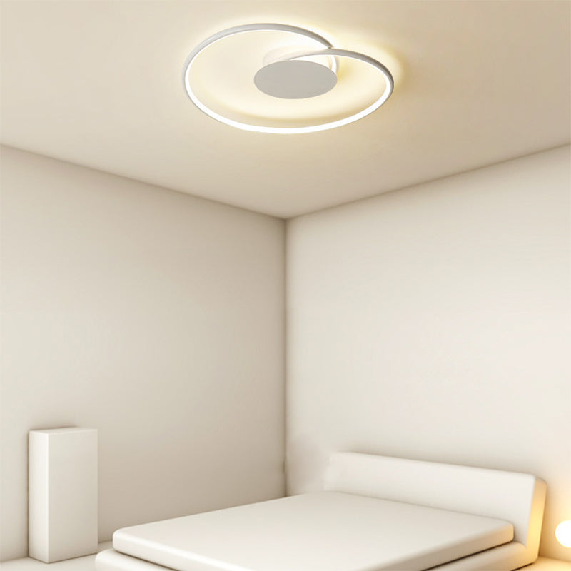 Metal Geometric Flush Light Simple 1 Light Flush Lighting in White