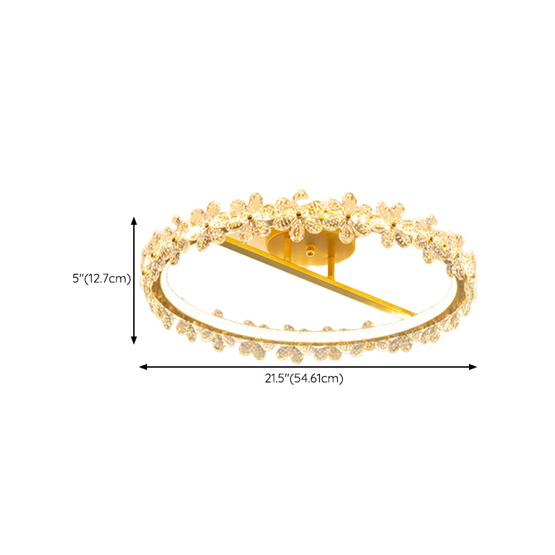 LED Modern Crystal Flush Mount Circle Shape Ceiling Light with Acrylic Shade for Passage