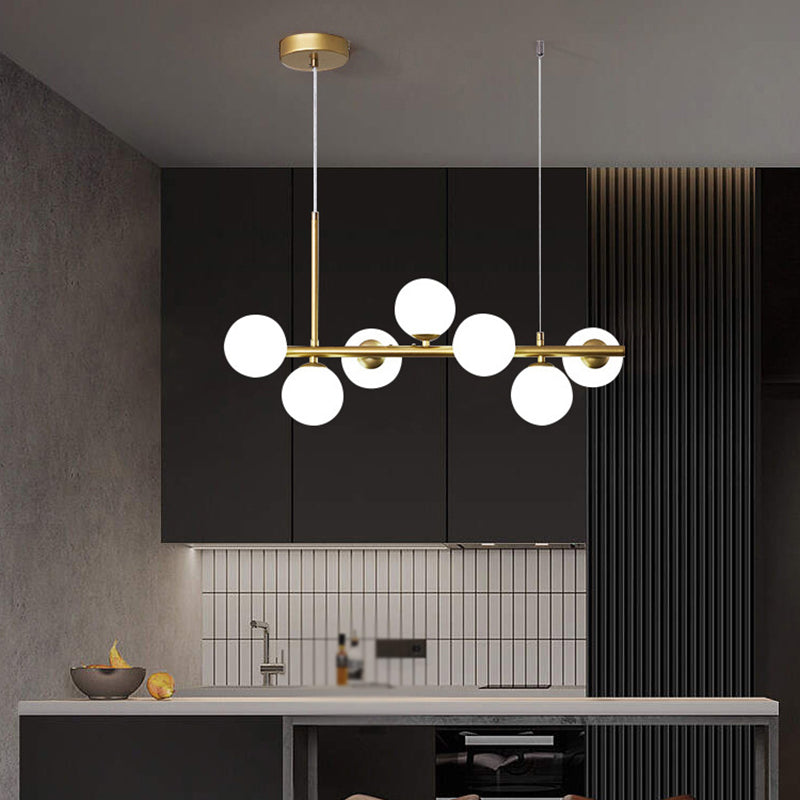 Ball Shape Glass Island Chandelier Modern Style Multi Lights Island Ceiling Light