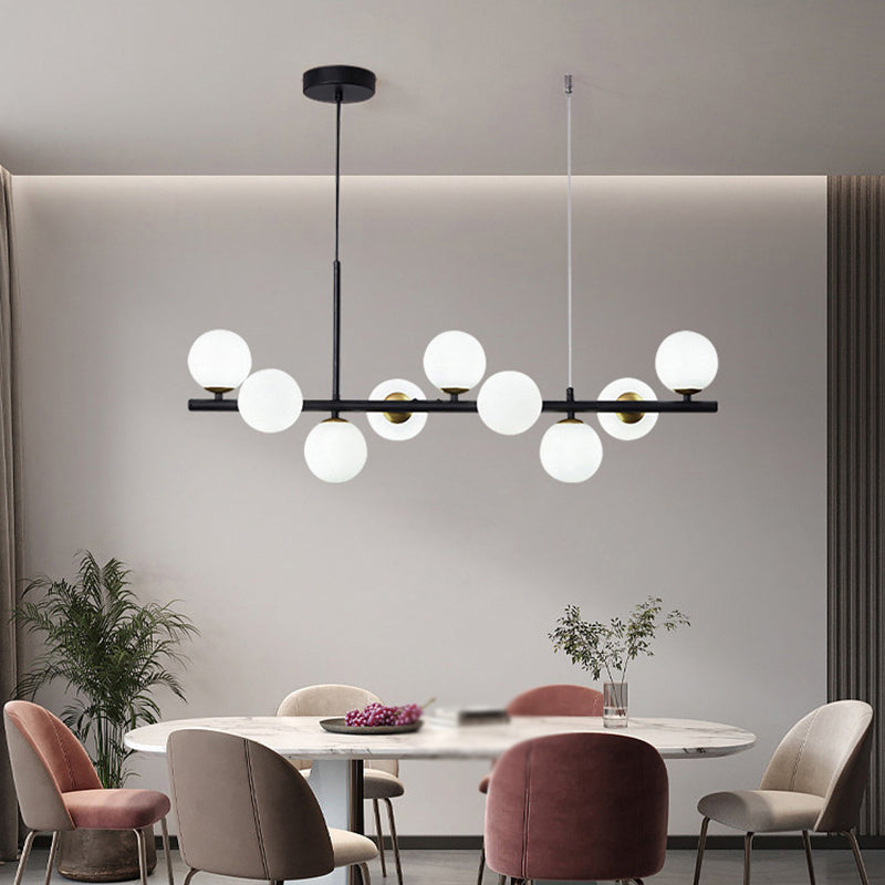 Ball Shape Glass Island Chandelier Modern Style Multi Lights Island Ceiling Light