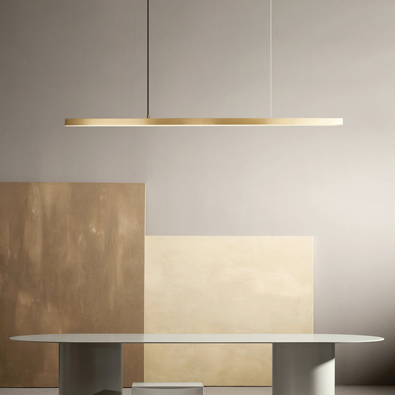 Modern Metal Pendant Light Linear Shape Island Light with Acrylic Shade for Bedroom
