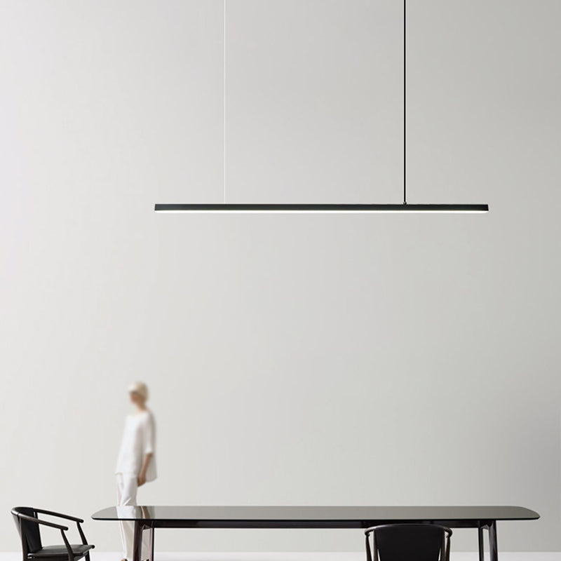 Modern Metal Pendant Light Linear Shape Island Light with Acrylic Shade for Bedroom