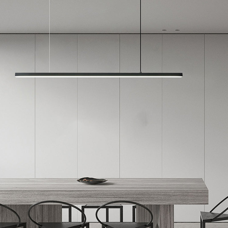 Modern Metal Pendant Light Linear Shape Island Light with Acrylic Shade for Bedroom