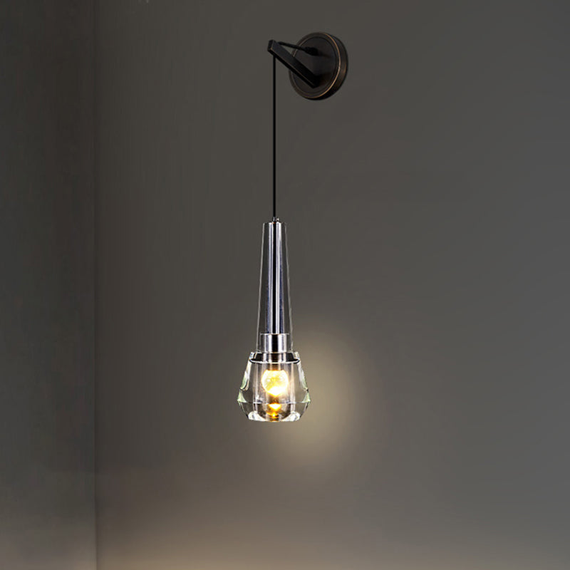 Modern Crystal Shade Wall Lighting Fixtures 1-Light Wall Lamp for Dining Room