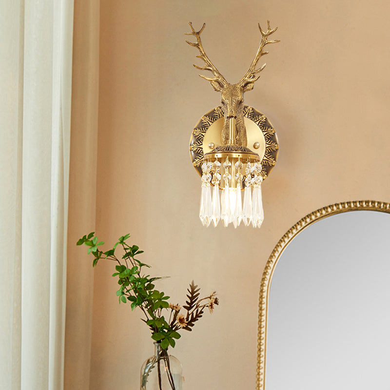 Crystal and Brass Vanity Lighting Modern Wall Light Fixture for Bathroom